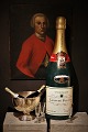 Gammel kæmpe reklame champagne flaske i glasfiber fra champagnefirmaet Laurent Perrier. Højde: ...