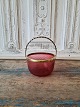 1800s sugar 
bowl in 
raspberry-
coloured/light 
red/pink glass 
with brass 
mounting 
Height 7.5 cm. 
...