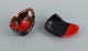Vallauris, 
Frankrig, to 
keramikskåle 
med glasurer i 
rød/sort og og 
...