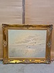 Maleri i 
guldmalet 
ramme, fra 
1960erne.
H 81cm B 102cm