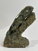Chamäleonfigur, afrikanische Shona-Skulptur, Simbabwe. Signiert C. Tandi. Die Figur ist in ...