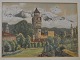 Ernesti, R. (19./20. årh) Tyskland: En borg ved Alperne. Akvarel. Signeret. 12,5 x 17 ...