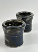 Keramik 
æggebæger, par, 
cirka 
1970'erne, 
rustikke med 
glasur i blåt, 
gråt, brunt. 
Signerede. ...