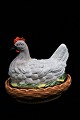 Antique earthenware egg hen from Rörstrand, finely painted with a really nice 
old patina...