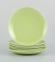 Stig Lindberg for Gustavsberg. Set of seven "Colorado" retro porcelain plates in 
apple green.