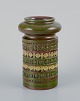 Bitossi, 
Italien, 
keramik vase 
med geometrisk 
mønster og 
glasur i grøn, 
brune og gule 
...