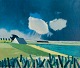 K. Westerberg, also known as Knud Horup, listed Danish artist, oil on canvas. Modernist style. Summer landscape.