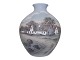 Bing & Grøndahl, stor unika vase med bondegård set fra to vinkler. Vasen er bemalet hele vejen ...