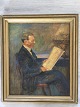 Mogens Gad 
(1887-1931):
Siddende mand 
med avisen i 
interiør.
Olie på 
lærred.
Sign.: ...