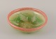 Karl Wiedmann for WMF, Germany. Large "Ikora" art glass bowl in apple green and 
salmon-colored glass. Art Deco style.
