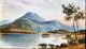 Engelsk kunstner (19. årh.): Bjerglandskab med sø. Utydelig signeret. Akvarel på papir/pap. 14 x ...