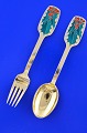 A. Michelsen Christmas spoon and Christmas fork 1946 Holly
