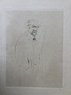 Henrik Lund (1879-1935):Ældre mand.Radering på papir.Usigneret.Rød plet uden for ...