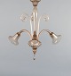 Murano, elegant art deco loftslampe i mundblæst glas, tre pærer. Røgfarvet glas. 1960´erne. ...