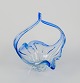 Val St. Lambert. 
Large blown glass bowl. Blue and clear glass.
