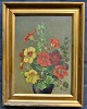 Westphal, Anna (1868 - 1950) Danmark: Blomster i en vase. Olie på lærred/plade. Signeret.  26,5 ...