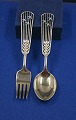 Michelsen Set Weihnachtslöffel und Gabel 1937 aus vergoldet Sterling Silber.