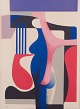 Georgi Daskaloff (1923-2005), bulgarsk kunstner. Farvelitografi på papir.Kubistisk ...