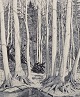 Eva Holmén-Edling (1942), svensk kunstner. Træsnit på japanpapir.Motiv af skov.Signeret i ...