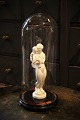 Decorative, old cylinder-shaped French glass Dome / Globe on a black wooden base 
for exhibition...