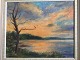 Orla V. Borch (1891-1969):Morgenrøde over sø.Olie på plade.Sign.: O.V.B.50x60 ...