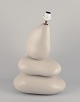 François Chatain, French ceramicist. Large organic, three-shaped "Karek" table lamp in unique ceramics with gray glaze.
