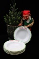 Hand-painted faience Christmas set from Gustafsberg, deep plate with fir garland 
on the edge and Merry Christmas...