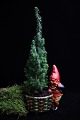 Old painted terracotta gnome with wicker basket where you can plant or place a 
block light...