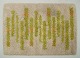 Swedish textile designer. Blekinge-rya. Large carpet in pure wool.Modernist design. Green, orange, and white colors.
