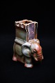 Bing & Grøndahl tændstikholder i form af stentøjs elefant med fin grøn glasur. 
B&G# 9504...