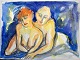 Degett, Karen 
(1954 - 2011) 
Danmark: En 
nøgen kvinde og 
mand. 
Bly/akvarel på 
papir. 
Signeret. 25 
...