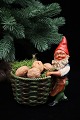 Old painted terracotta elf with a wicker basket for nuts, Christmas sweets or 
for a block candle...