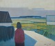 Knud Horup (1926-1973), Danish artist, oil on canvas. Figure in landscape.