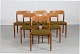 N. O. Møller 
(1920-1982) 
6 stole model 
nr. 75 
fremstillet af 
egetræ
med fin 
tidspatina. ...