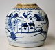 Kinesisk bojan 
i blå/hvid 
porcelain. 19. 
årh. Kina. 
Glaseret. Med 
landskabsmotiv 
i blå bemaling. 
...