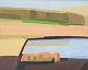 Jens Uffe Rasmussen, Danish artist. Oil on canvas.Modernist landscape.