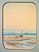 Dansk kunstner 
(19. årh.): 
Skibe på havet. 
Akvarel. 22 x 
15,5 cm. 
I en vidunder 
lig forgyldt 
...