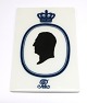 Royal 
Copenhagen. 
Plaquette med 
Kong Frederik 
IX. Mål 13*9 cm