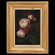 Signeret I. L. Jensen blomstermaleri. Johan Laurentz Jensen, 1800-56, olie på 
lærred på træplade. Stilleben med roser. Signeret "I. L. Jensen" ca. år 1830-40. 
Lysmål: 20x14,5cm. Med ramme: 29x23,5cm