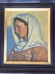 Rudolf 
Rud-Petersen 
(1871-1961):
Kvinde med 
tørklæde 1901.
Sikkert et 
forstudie.
Olie på ...