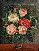 Jensen, I. L. 
(1800 - 1856) - 
skole, Danmark: 
Blomster i en 
vase på et 
bord. 
Usigneret. Olie 
på ...