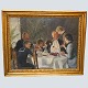 Maleri af 
Malthe 
Engelsted, 
Motiv af 
samtalende 
forsamling 
rundt om 
middagsbordet.
Signeret "M. 
...