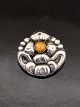 830 sølv art 
nouveau broche  
med rav