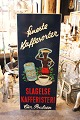 Decorative, old coffee advertising sign from Slagelse coffee roastery, hand 
painted on metal plate...