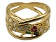 21 carat gold, 
large Tutti 
Frutti gold 
ring with 11 
diamonds, one 
emerald, one 
sapphire and 
one ...