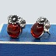 N. E. From silver jewellery.N. E. From; A pair of ear rings with amber mounted in sterling ...