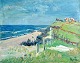 Bernhardt-
Frederiksen, 
Aage (1883 - 
1963) Danmark: 
Scene fra 
Gammel Skagen. 
Olie på lærred. 
...