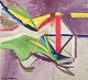 Göran Hellberg, 
svensk 
kunstner.
Olie på 
lærred.
Abstrakt 
komposition. 
Koloristisk ...