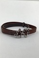 Georg Jensen Sterling Sølv og Læder  Choker Halsbånd No 428B Henning Koppel Justerbar lædersnor ...