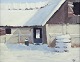 Roald Hansen 
(f. 1938), 
dansk maler. 
Olie på 
lærred.
Eksteriør af 
gård, 
vinterlandskab.
Ca. ...